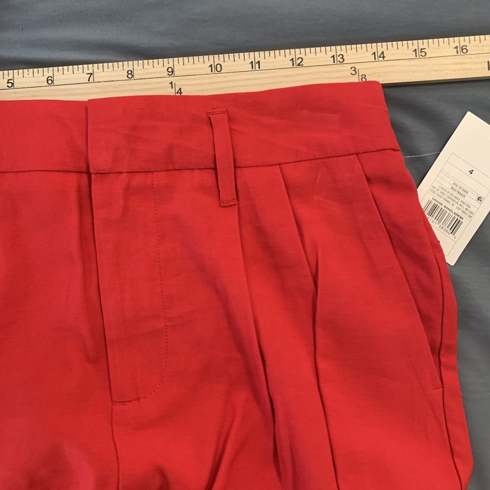 A New Day Pants Womens 4 Red Wide Leg Pleated Front High Rise Office Career - Picture 4 of 12
